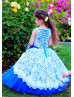 Royal Blue Tulle Lace 3D Floral Applique Flower Girl Dress